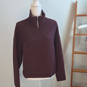 a new day Women's Quilted Half-Zip Sweater - Rich Brown